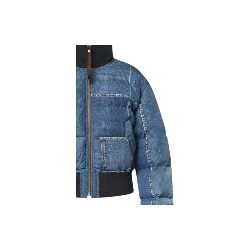 LOUIS VUITTON Denim Print Cropped Puffer Jacket-5