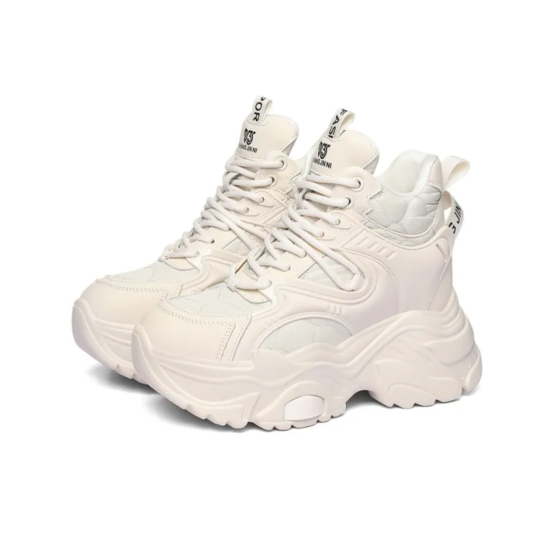 Golden Silk Rabbit Cushioned Anti Slip And Wear Resistant Height Increasing Warm High Top Chunky Sneakers Women's-8