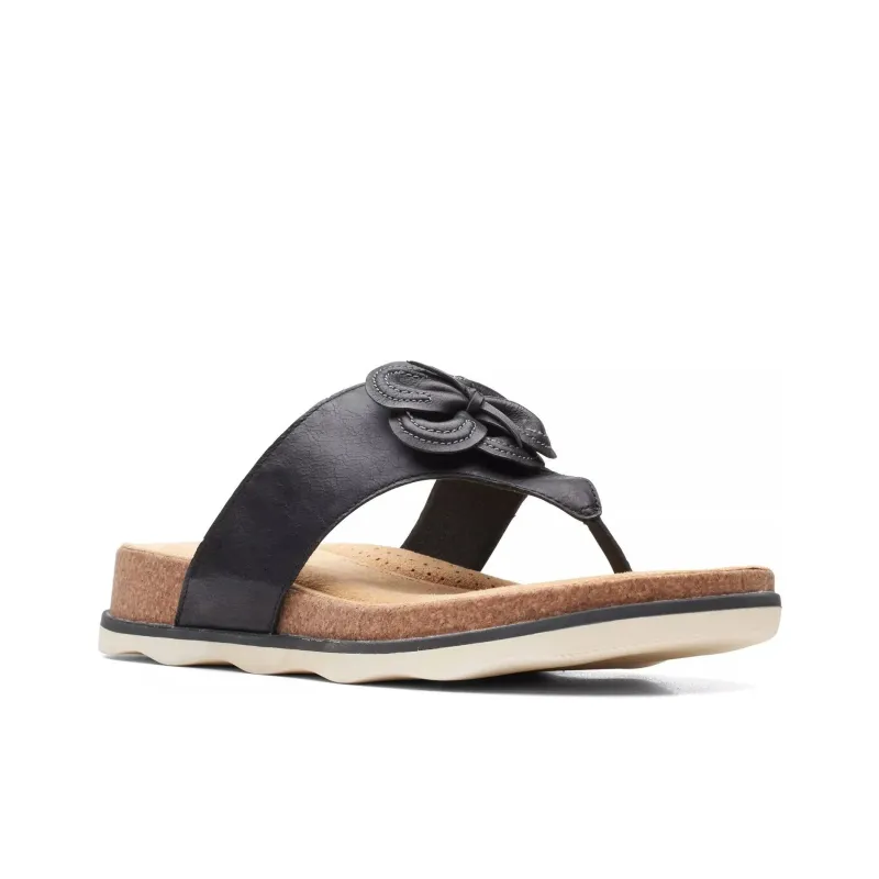 Clarks Rubber Sole Abrasion-Resistant Flip Flops Women's Black-2
