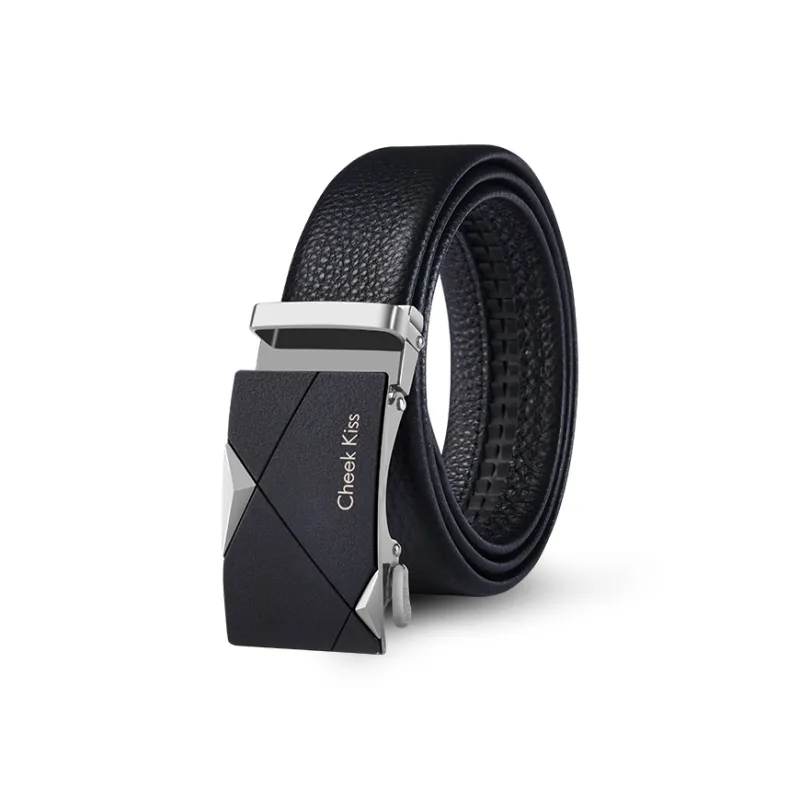 Cheekkiss Cow Leather Belt Father's Day Men's Black 3.5cm-8