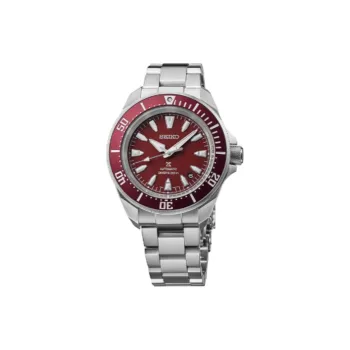 SEIKO PROSPEX Collection Mechanical Movement Stainless Steel Strap Watch 41.7mm Men's Watches Red Watch Dial