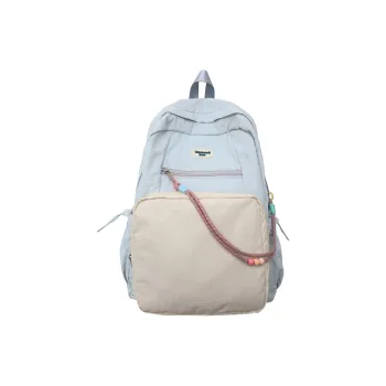 LUVISTRUE Nylon Fabric Backpack Regular Unisex White Blue/Yellow Black/Gray