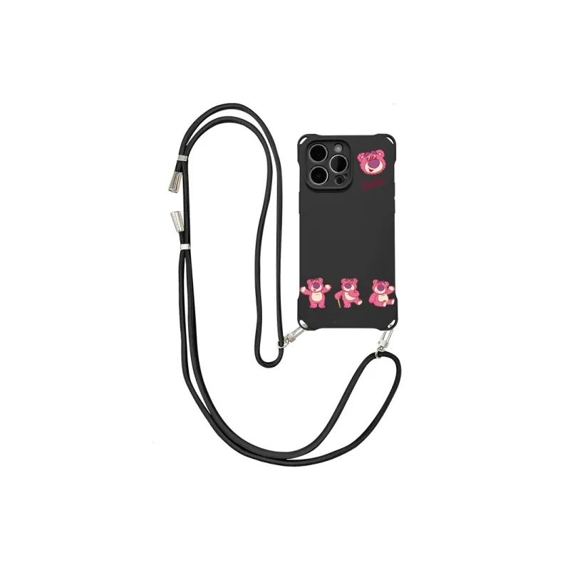Disney Silicone Material Lotso Cute Crossbody Backpack Phone Cases Compatible With Apple 16 Pro Max/Pro/Plus/15/14/13-0