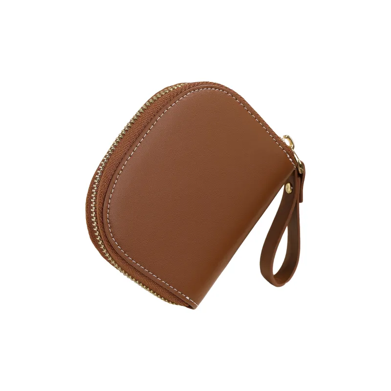 TOUTOU Cow Leather Coin Purse Wallet Regular Women's Chocolate Brown-3