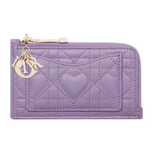DIOR Lambskin Card Holder Women's Light Purple