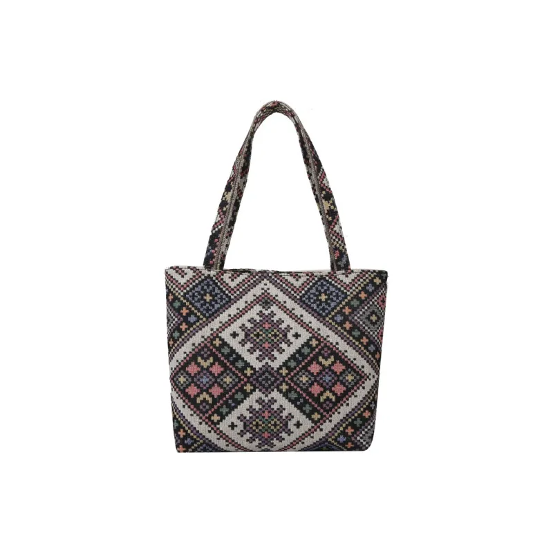 ALOENEY Canvas Bag, Tote Bag, Shopping Bag, Shoulder Bag Regular Women's Black/Red/Blue-0