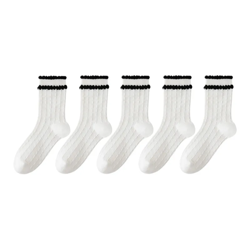 MIIOW Mid Calf Socks Women's 5 Pack-11
