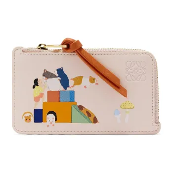 LOEWE Suna Fujita Collaboration Cow Leather Card Holder Women's Talc