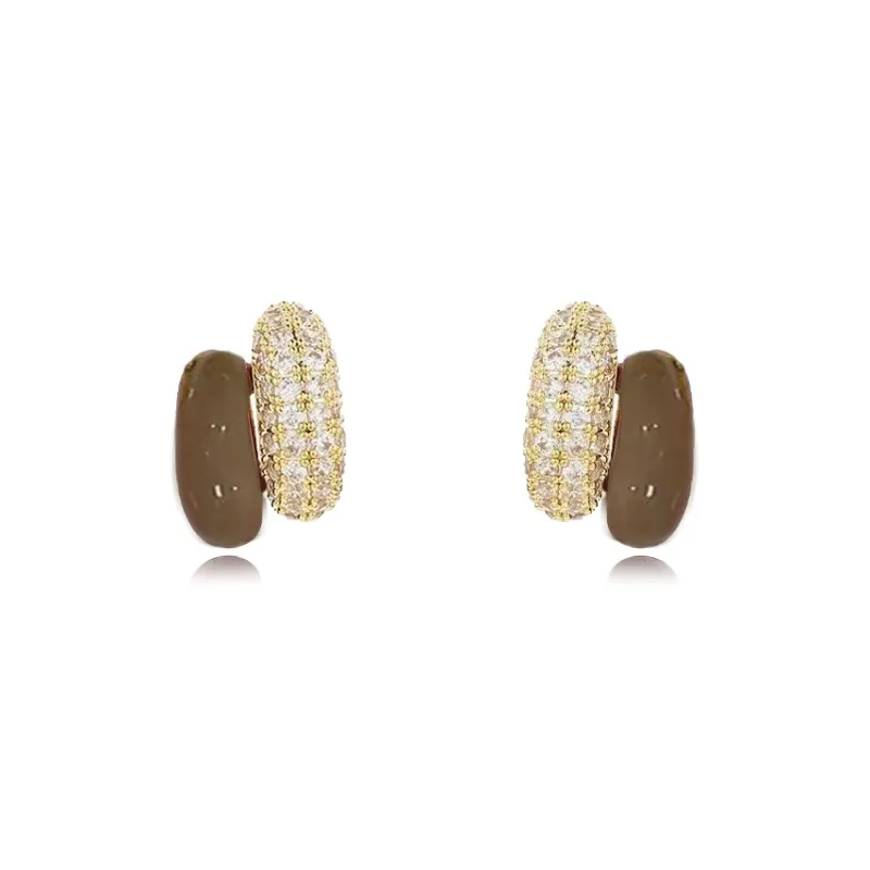 WAW Gold Plated Copper Zircon Drip Glaze Earrings Women's-12