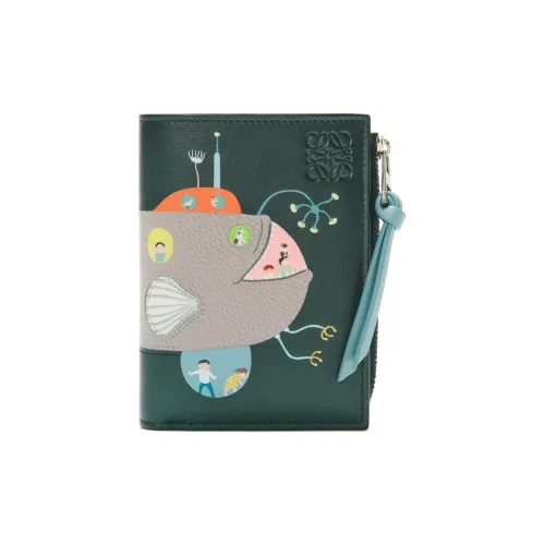 LOEWE Suna Fujita Collaboration Napa Calf Leather Wallet Unisex Dark Forest Green