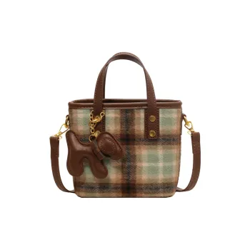 BAODIDAISHU Woolen Shoulder Bag Crossbody Bag Medium Size Women's Green/Coffee