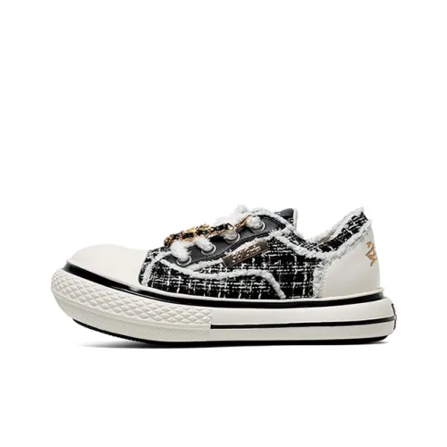 ZHAOTAIYANGLIANMING x OLD ORDER Height Increasing Wear Resistant Low Top Canvas Shoes Unisex White Black