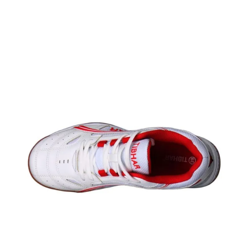 TIBHAR Dancing In The Air Cushioned Slip Resistant Low Top Training Shoes Unisex White Red-2