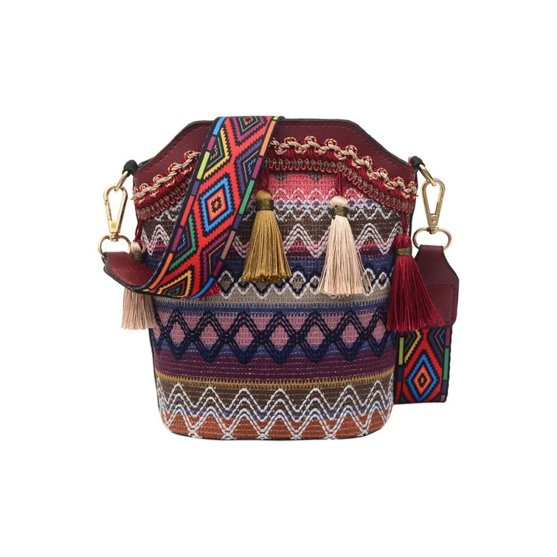 ALOENEY Nylon Bucket Bag, Shoulder Bag Regular Women's Red/Dark Blue/Brown/Light Blue-0