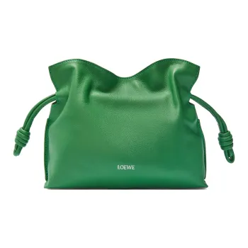 LOEWE Suna Fujita Collaboration Flamenco Nappa Cow Leather One Shoulder Crossbody Clutches Mini Women's Tropical Green