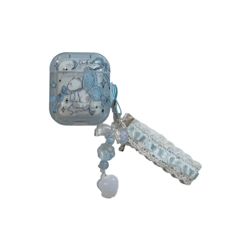 Baohuguang Compatible With AirPods Pro 2/1/2 TPU Ins Blue Butterfly Kitten High Value Appearance Headphone Cases