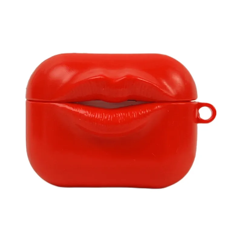 Wei Xin Apple AirPods 4/2/3/4th Generation/AirPods Pro/Pro 2 Silicone Flame Red Lip Earphone Case Headphone Cases-0