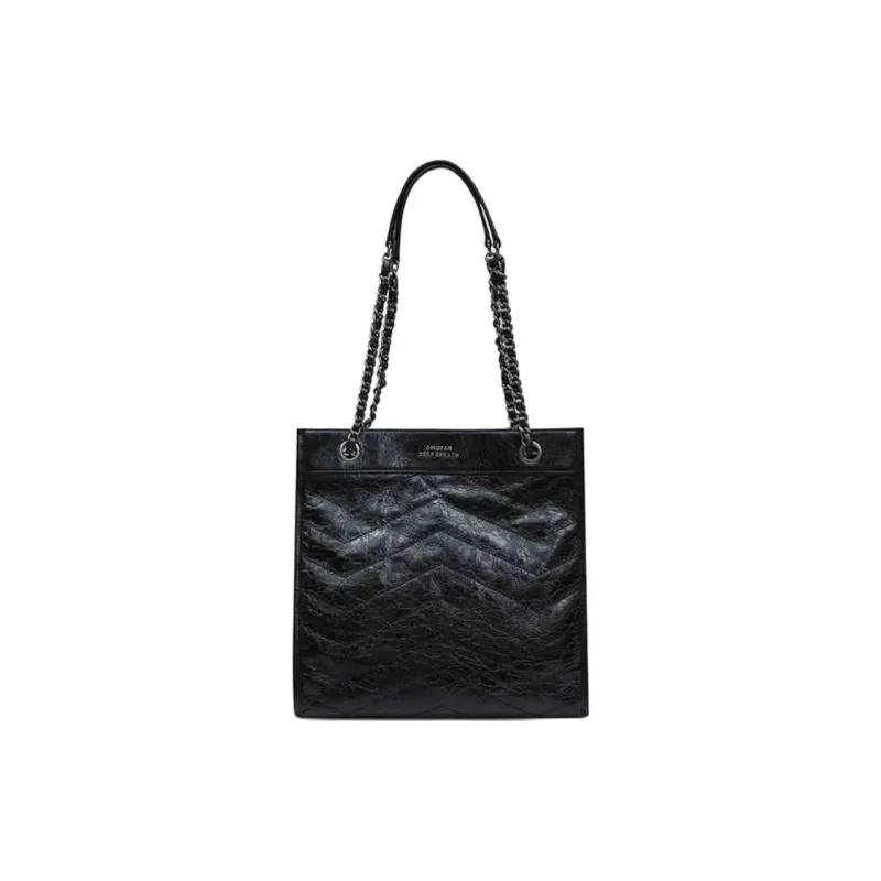Brother Is Really Good Cow Leather Handbag Shoulder Bag Medium Size Women's Light Brown/Black-5