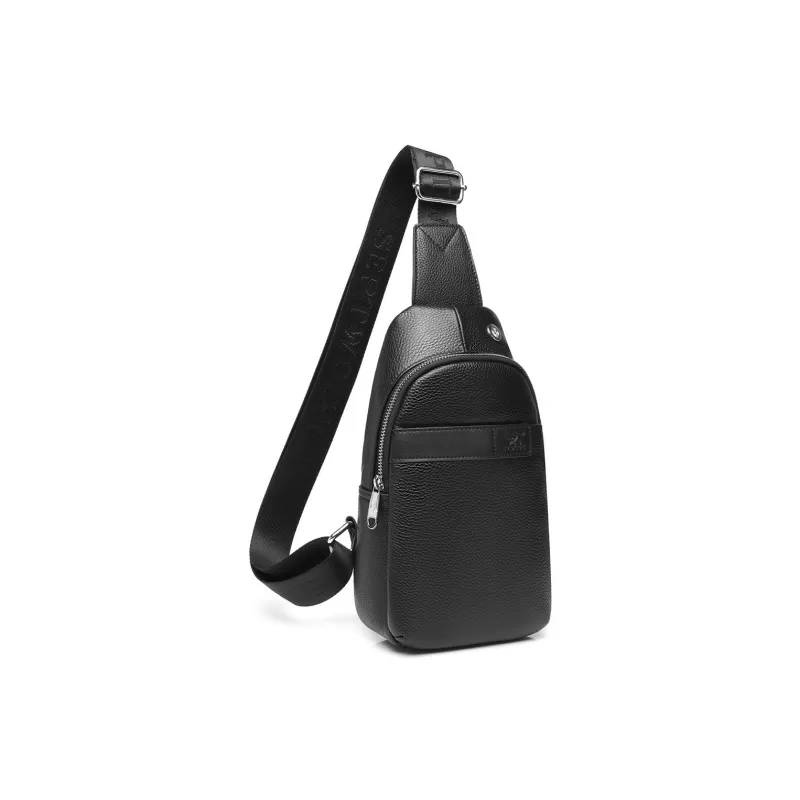SEPTWOLVES Cow Leather Backpack Crossbody Bag Sling Bag Regular Men's Black-1