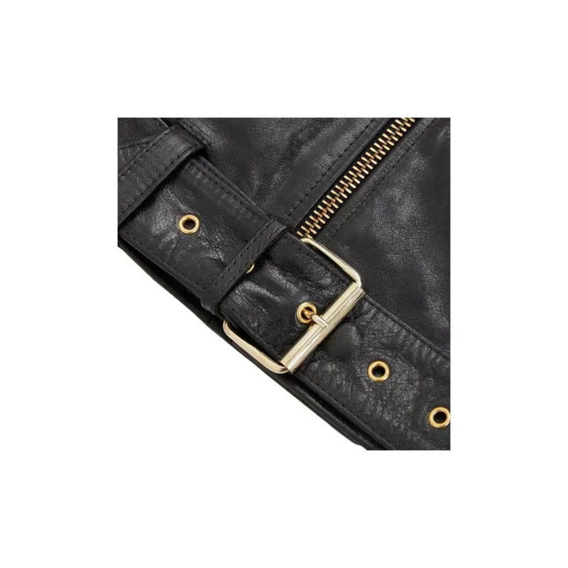 Halfboy FW24 Leather Jacket Women's Black-4