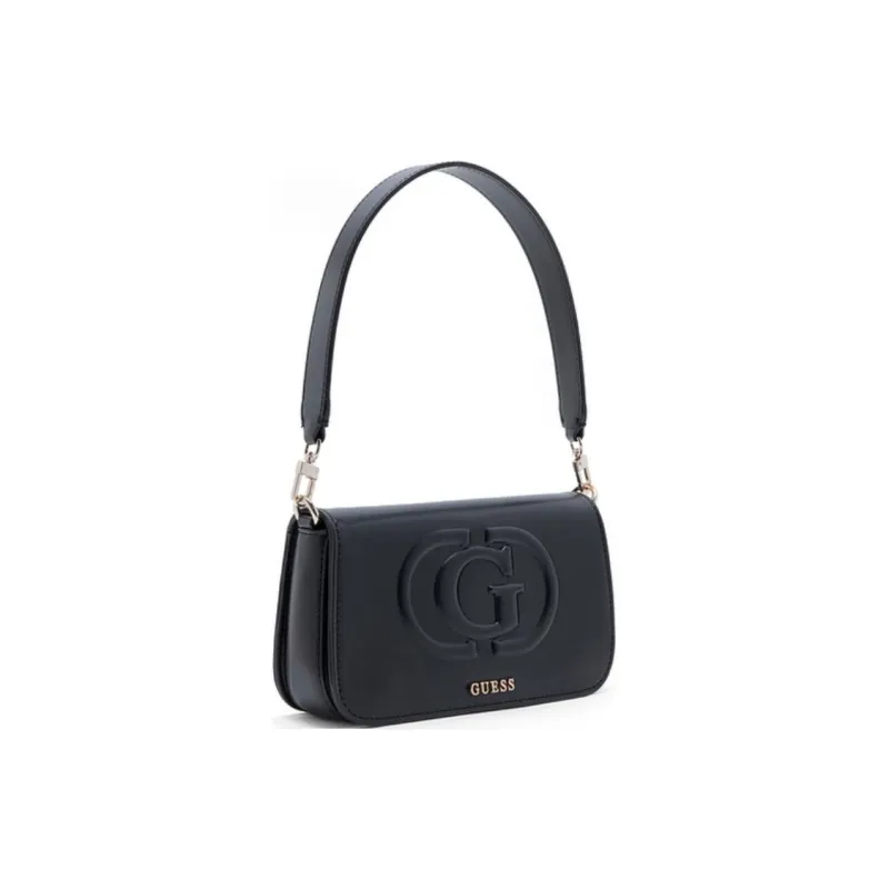GUESS Artificial Leather Shoulder Bag Portable Crossbody Bag Shoulder Bag Medium Size Women's Black-1