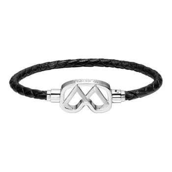 ICEWALD 925 Sterling Silver Gold Plated Cow Leather Bracelets Unisex Silver