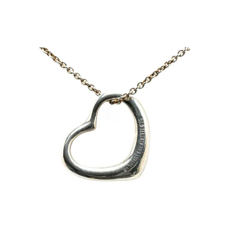 TIFFANY & CO. 20th Century Elsa Peretti Sterling Silver Open Heart Pendant Necklace-1
