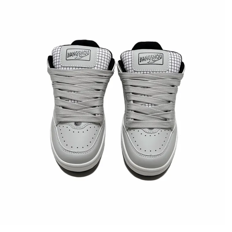 JIANGSHOU Lightweight Anti Slip And Wear Resistant Low Top Skateboard Shoes Unisex Gray-5