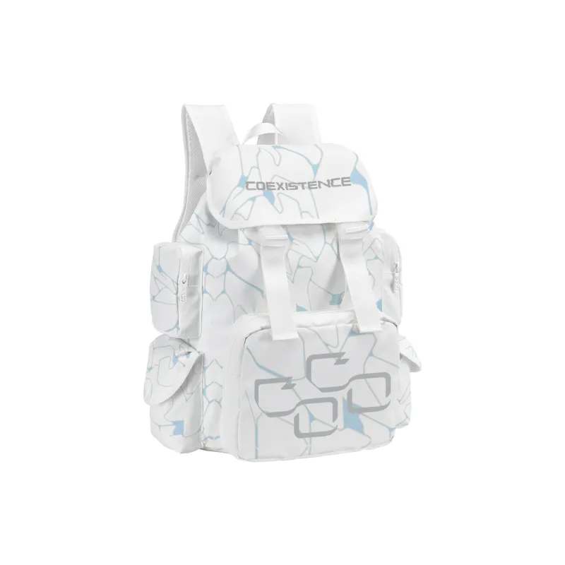 COEXISTENCE Polyester Commute Travel Versatile Backpacks Large Size Unisex White-3