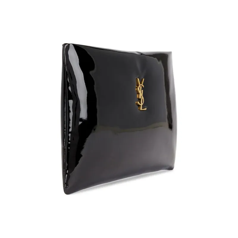 SAINT LAURENT Patent Leather Clutch Women's Black-1