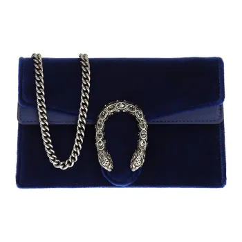 GUCCI Dionysus Velvet Chain Crossbody Bag Shoulder Bag Extra Mini Women's Dark Blue