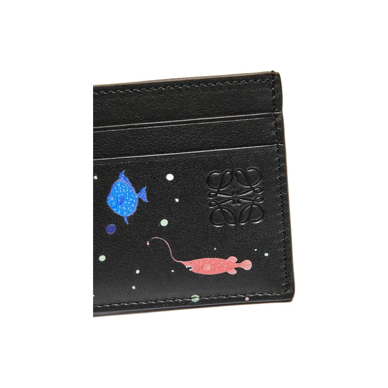 LOEWE Suna Fujita Collaboration Nappa Cow Leather Card Holder Women's Black-3