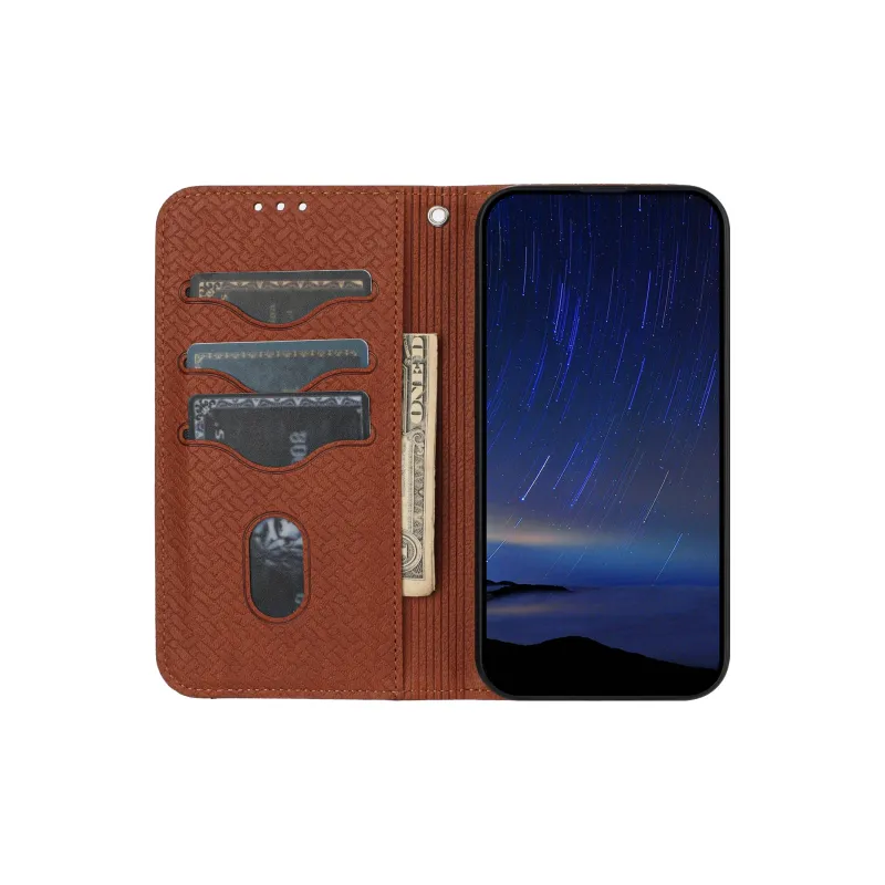 ZHUOJI Leather Material Woven Strong Magnetic Skin Case Phone Case Compatible With Xiaomi 14/Xiaomi 14T Pro-3