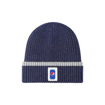 Pepsi Polyester Plush Beanie Unisex Navy Blue Light Gray Dark Gray