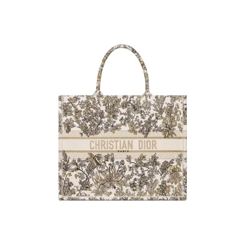 DIOR Cotton Tote Bag, Shopping Bag, Handbag Large Size Women's Beige