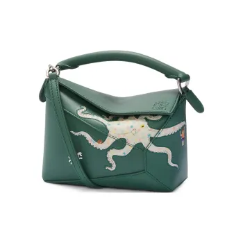 LOEWE Suna Fujita Collaboration Puzzle Nappa Cow Leather Shoulder Bag Crossbody Bag Handbag Mini Women's Cardamom Green