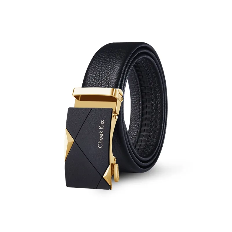 Cheekkiss Cow Leather Belt Father's Day Men's Black 3.5cm-11