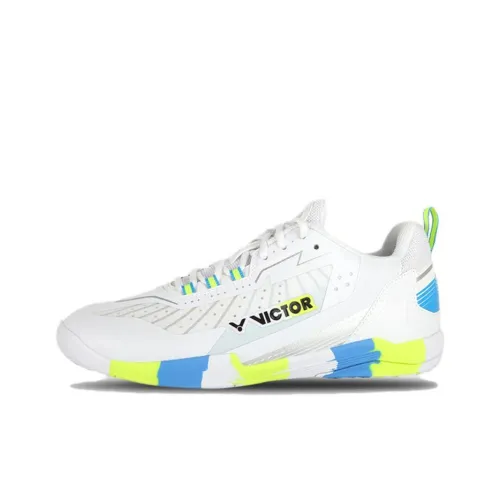 VICTOR Anti Slip And Wear Resistant Breathable Low Top Badminton Shoes Unisex White Blue
