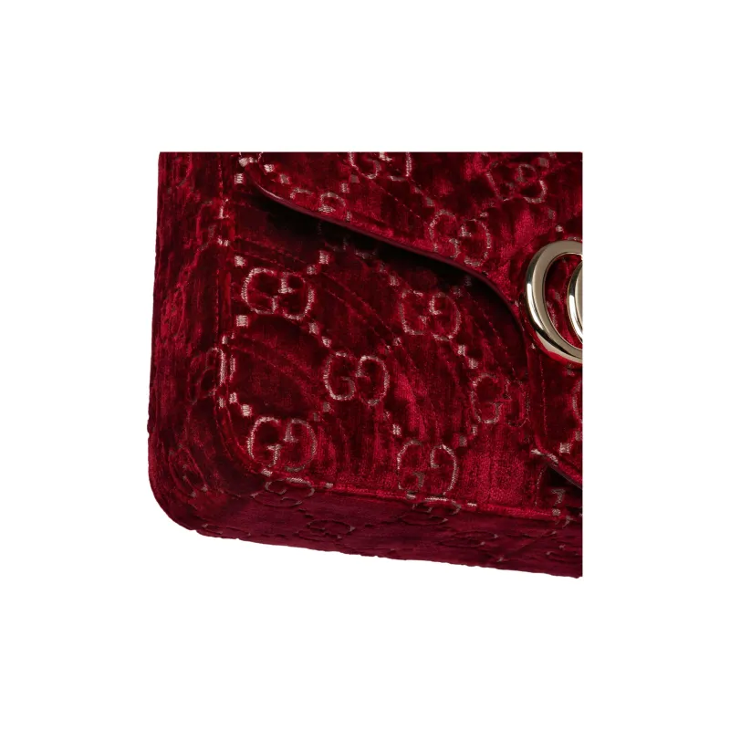 GUCCI GG Marmont Velvet Crossbody Bag Shoulder Bag Small Size Women's Red-4