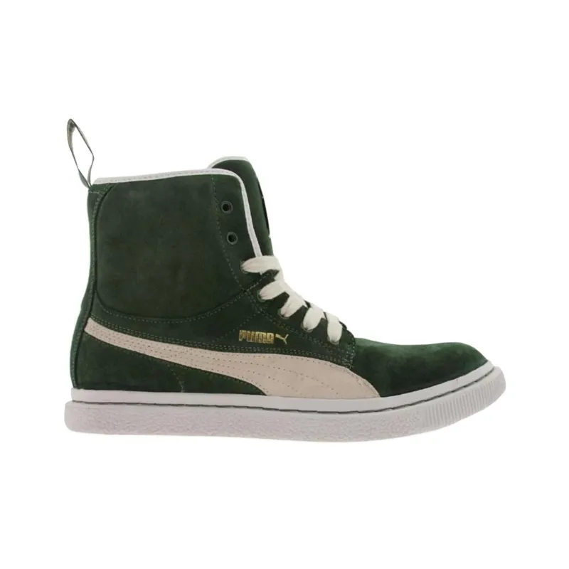 PUMA Clyde Anti-Slip Wear-Resistant High-Top Skateboard Shoes Unisex Green White-1