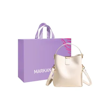 MARKANGARO PU Bucket Bag, Shoulder Bag, Crossbody Bag, Handbag Medium Size Women's Black/White/Pink