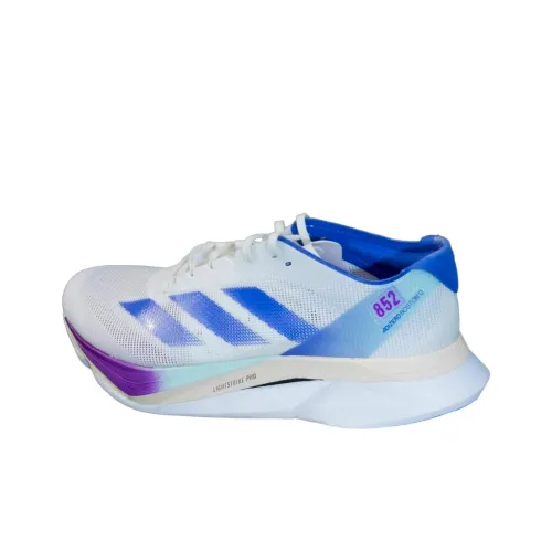 Adidas Adizero Boston 12 Anti Slip Wear Resistant Low Top Running Shoes Unisex White Blue