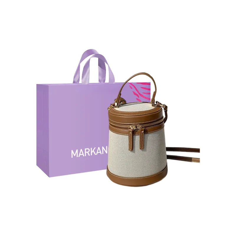 MARKANGARO Canvas Bucket Bag, Shoulder Bag, Crossbody Handbag Medium Size Women's Apricot/Brown/Khaki/Black-9