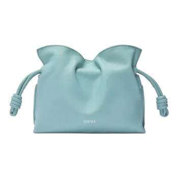 LOEWE Suna Fujita Collaboration Flamenco Nappa Cow Leather One Shoulder Crossbody Clutch Mini Women's Aqua Blue