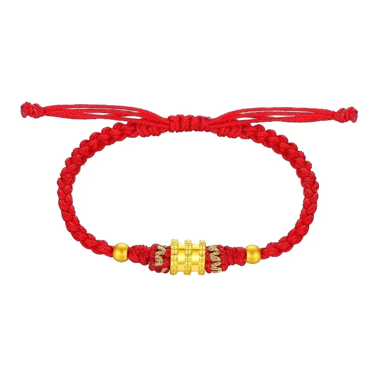YIIAAN Good Luck Waist Fortune Bead Wealth And Prosperity Woven Rope Solid Gold Fixed Price Gold Bracelet Unisex-2