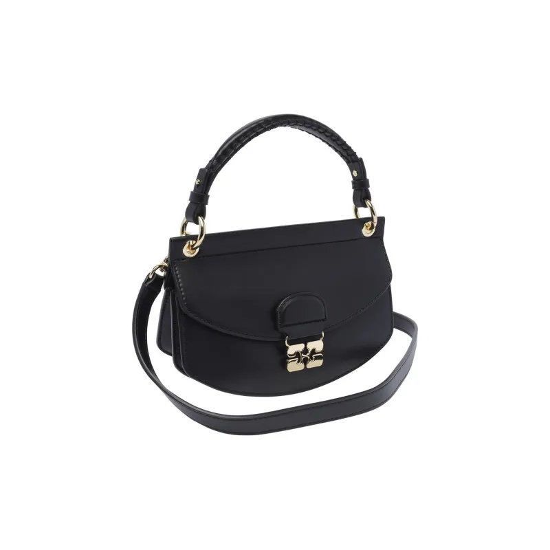 GANNI Calfskin Shoulder Bag Crossbody Bag Handbag Mini Women's Black-1