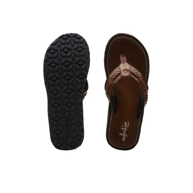 Clarks Abrasion-Resistant Flip Flops Men's Brown-2