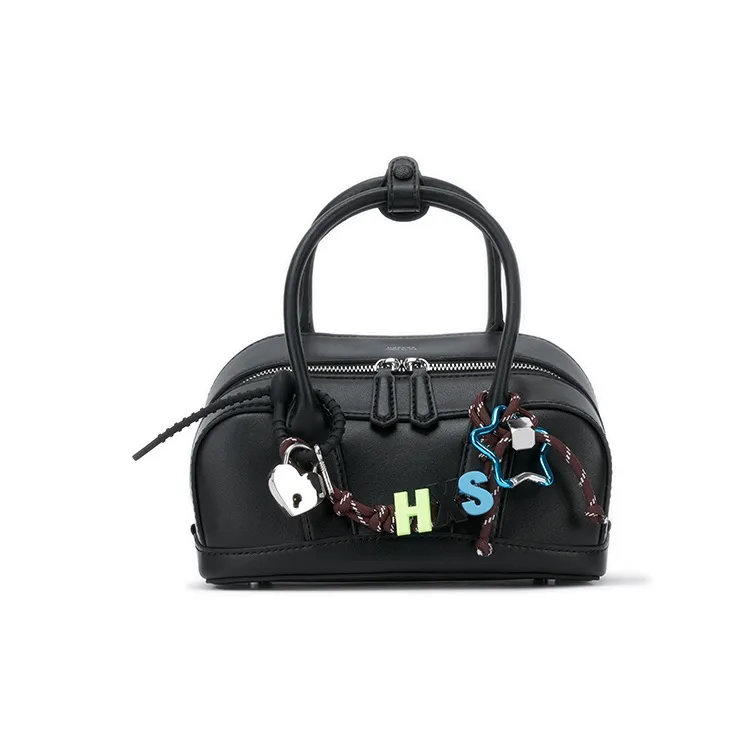 HXXXXS Cow Leather Handbag Women's Caramel Black-6