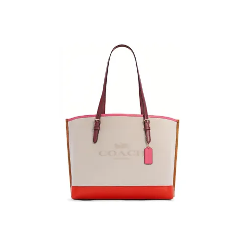 COACH Mollie Leather With Fabric Portable Crossbody Bag, Shoulder Bag Medium Size Women's White & Red