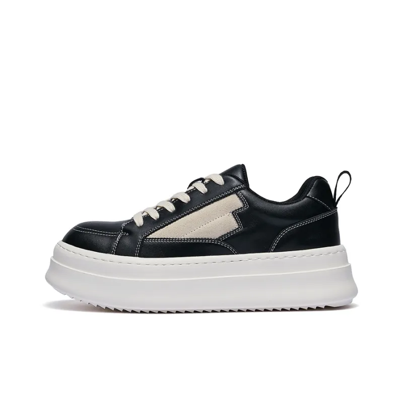 ΛOLUNKΛ Slip Resistant Cushioning Low Top Skateboard Shoes Men's Black-0